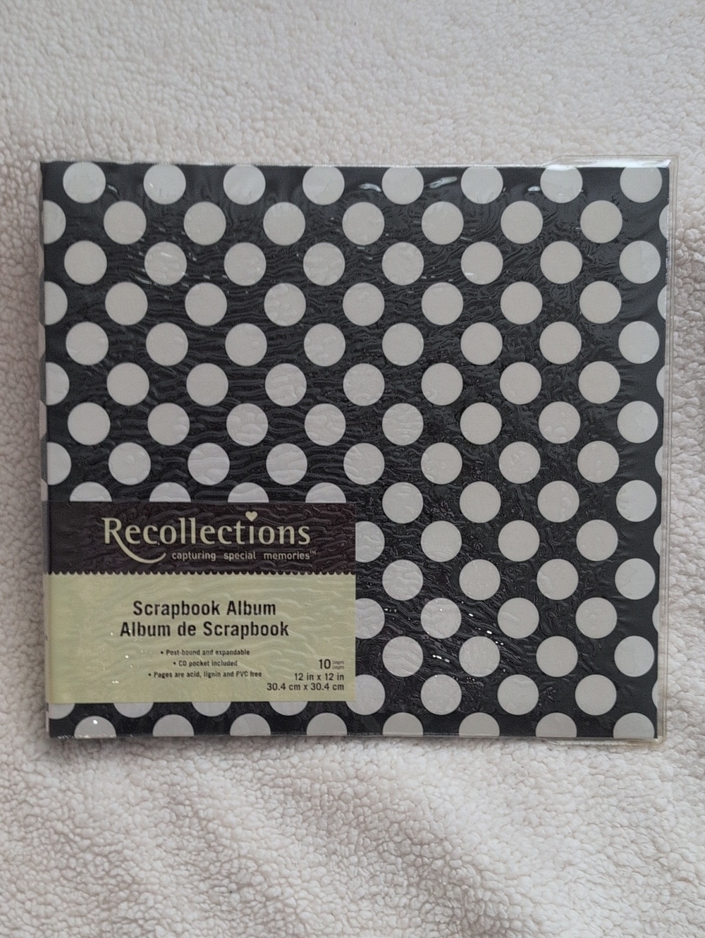 Recollections Black & White Polka Dot Scrapbook Album - 12x12